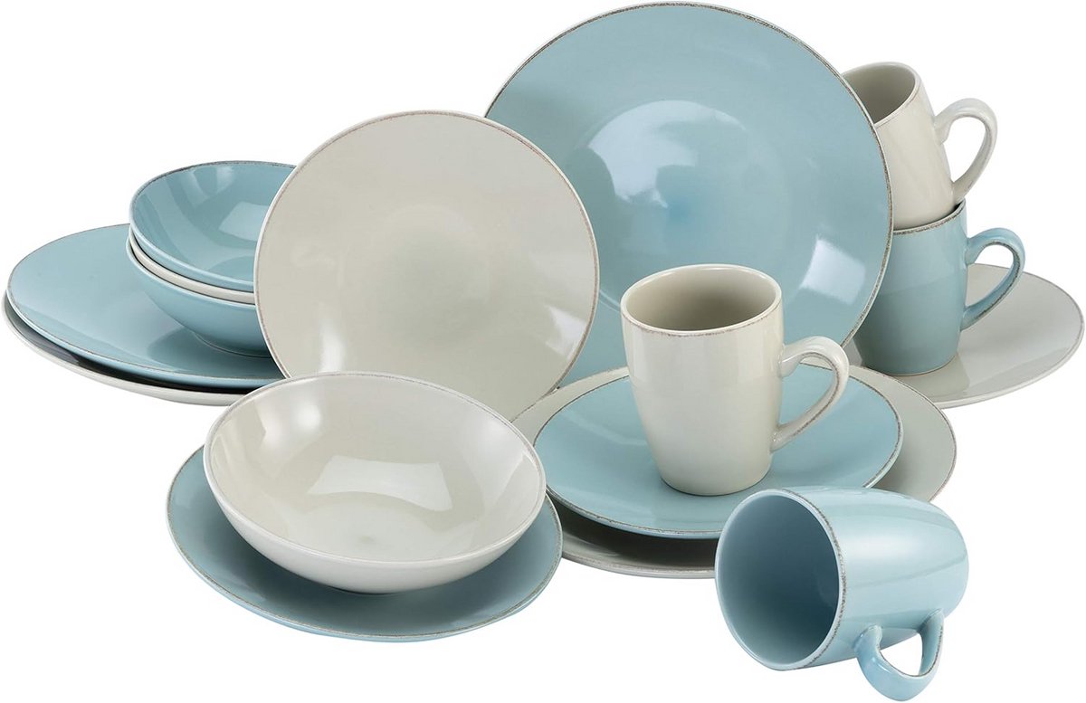 16-delig Combinatieservies Steengoed in Scandinavische Stijl