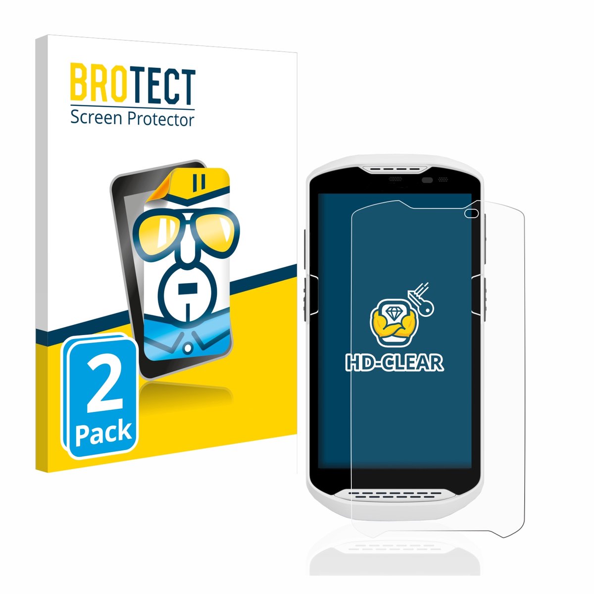 BROTECT - Screenprotector voor Zebra TC57 - Folie Beschermfolie transparant 2 Stuks