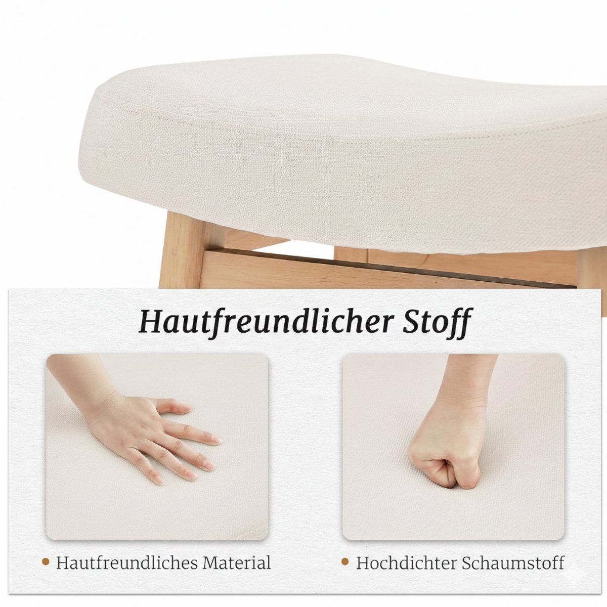 Barkrukken Set van 4 – House&Garden Oslo Houten Barkruk 61 cm – Beige Kunstleren Zitting – Moderne Keukenkrukken met Voetensteun – Scandinavisch Design