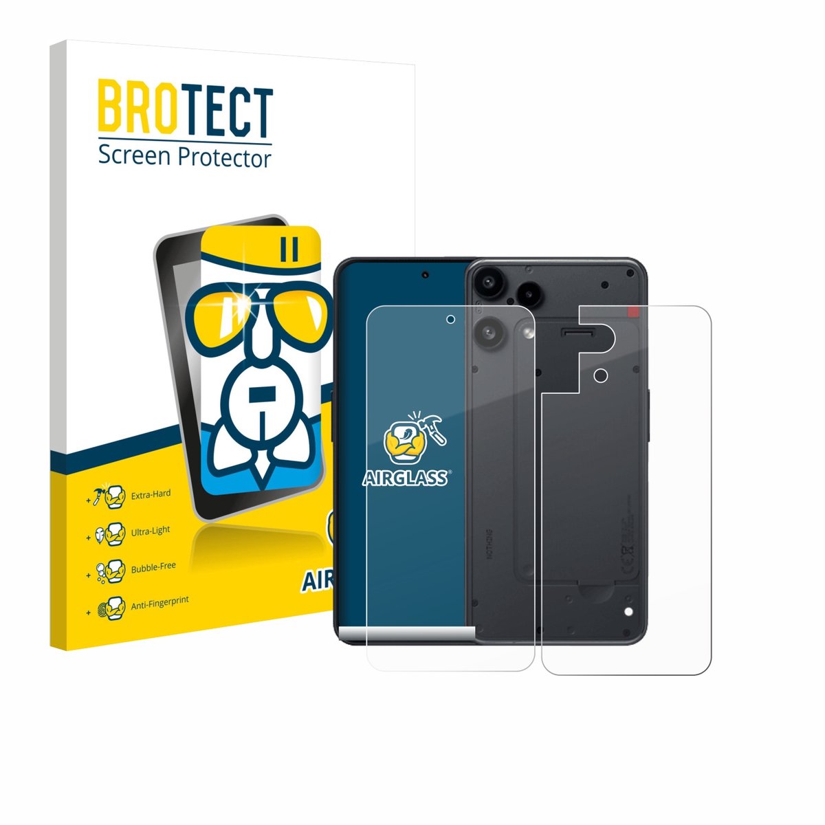 Screenprotector voor Nothing Phone (3a) Lite (Voor+Achter) Beschermglas transparant