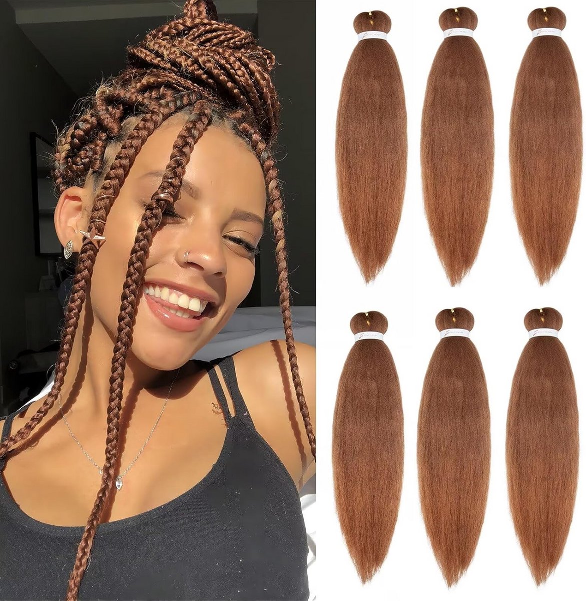Ombre Synthetische Vlecht Haarextensions Pre-Stretched Yaki Textuur - 6 Bundels