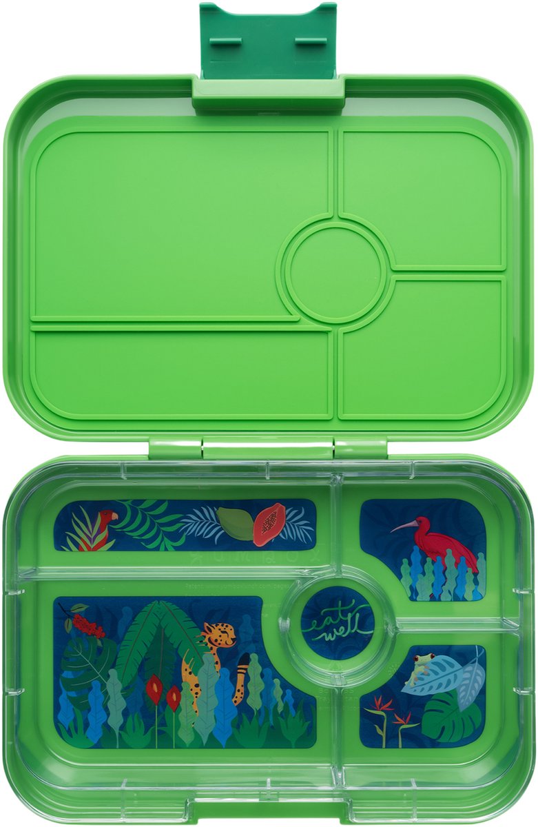 Yumbox Tapas XL - lekvrije Bento box lunchbox - 5 vakken - Jurassic Green / Jungle tray