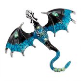 Elegante Legering Vliegende Draak Broche – Blauw Cartoon Draak Broche Pin – Fantasy Sieraad
