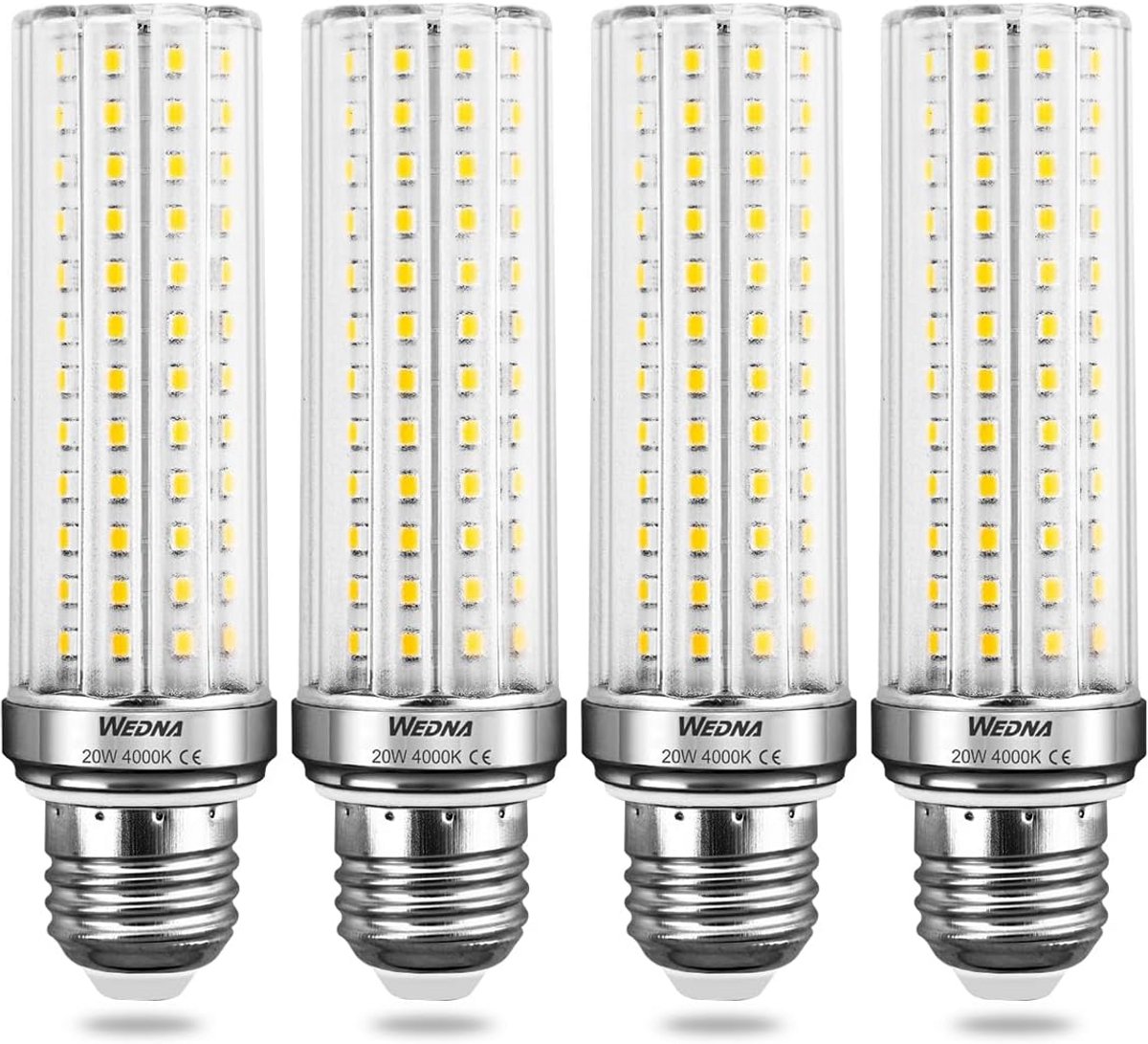 4x E27 LED Maïslamp 20W - Neutraal Wit 4000K - 2565 Lumen - Vervangt 150W - Niet Dimbaar