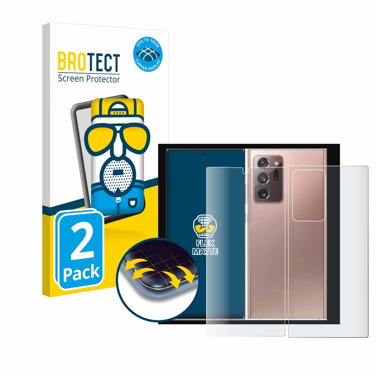 BROTECT - Screenprotector voor Samsung Galaxy Note 20 Ultra 5G (Voor+Achter) - Folie Beschermfolie matte volledig dekking 2 Stuks