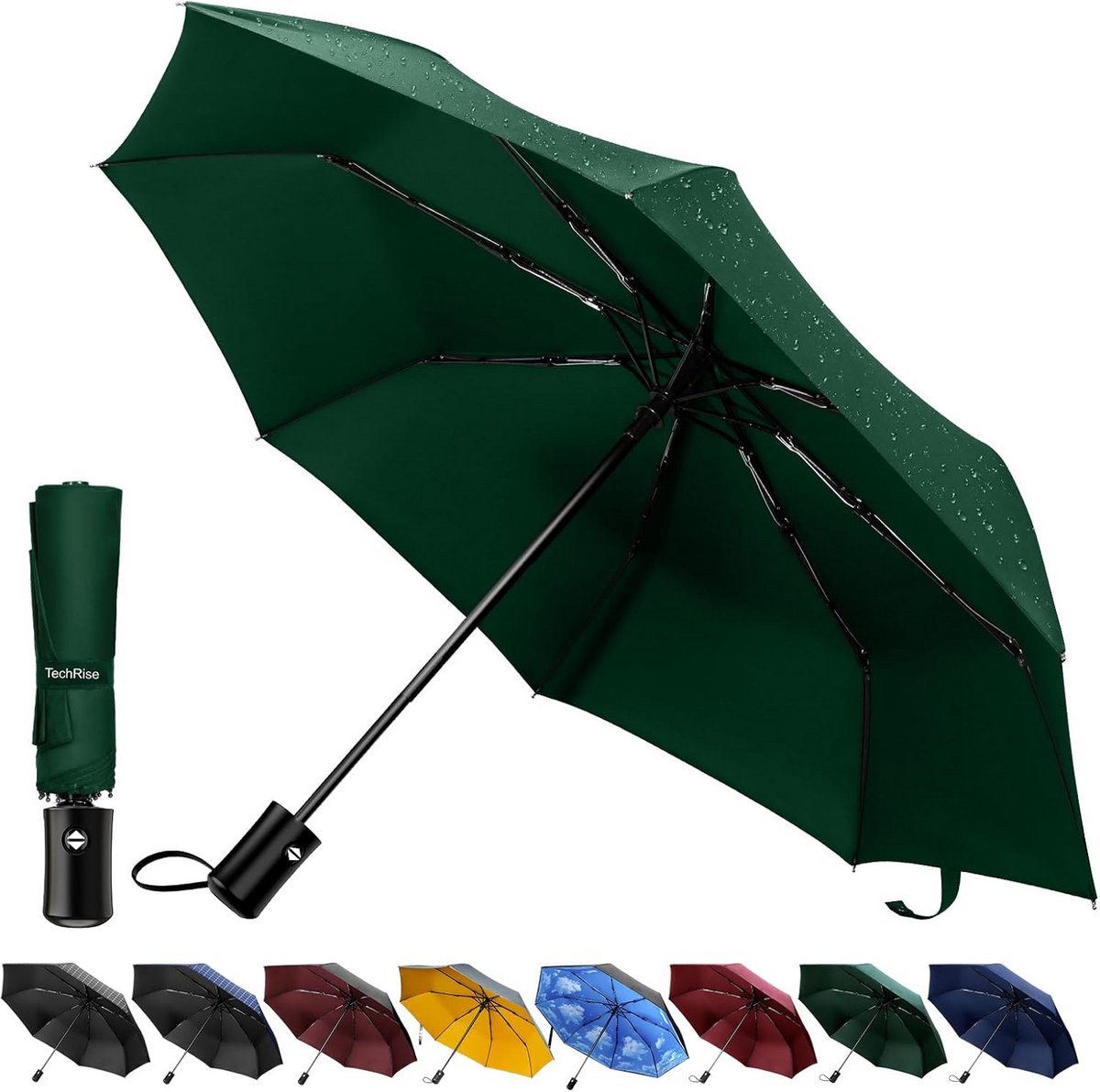 Windbestendige automatische paraplu - one-hand open en dicht, lichtgewicht en compact