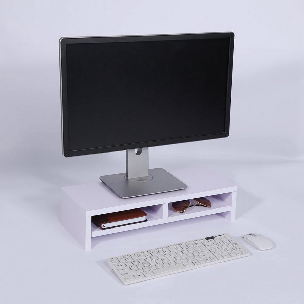 Monitorverhoging voor ergonomisch werken - Stevige dubbele verhoging voor twee beeldschermen - Ruimtebesparend bureau-organisatie systeem