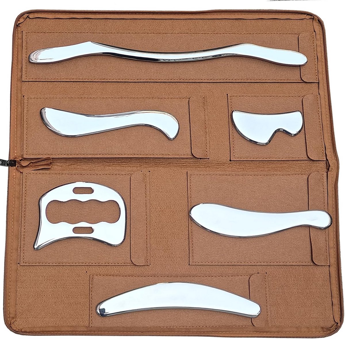 Set van 6 Stuks RVS Gua Sha Tool voor Ontspanning en Therapie