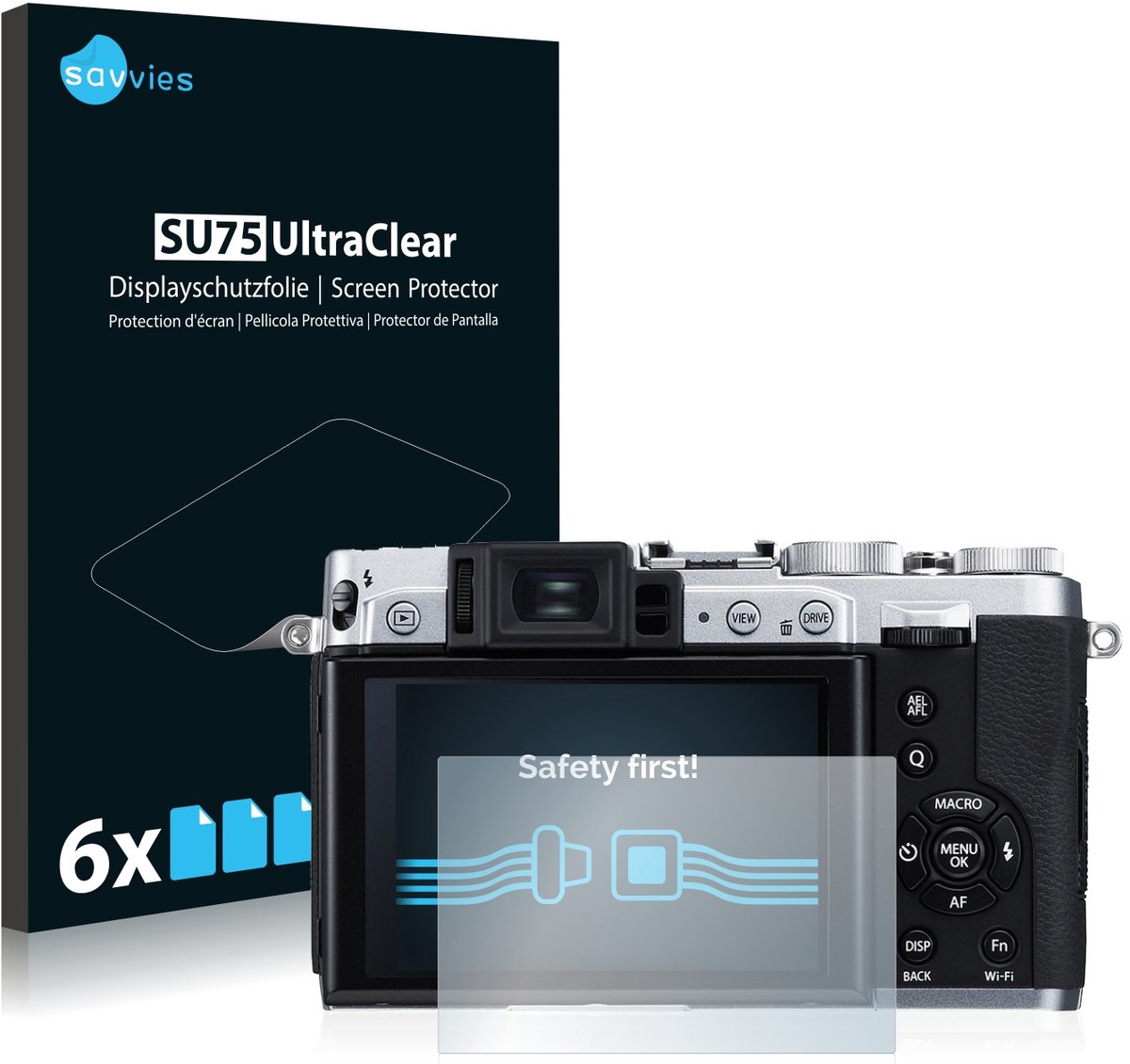 Savvies - Screenprotector voor Fujifilm X30 - Folie Beschermfolie transparant 6 Stuks