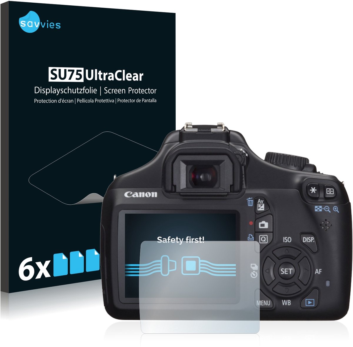 Savvies - Screenprotector voor Canon EOS 1100D - Folie Beschermfolie transparant 6 Stuks