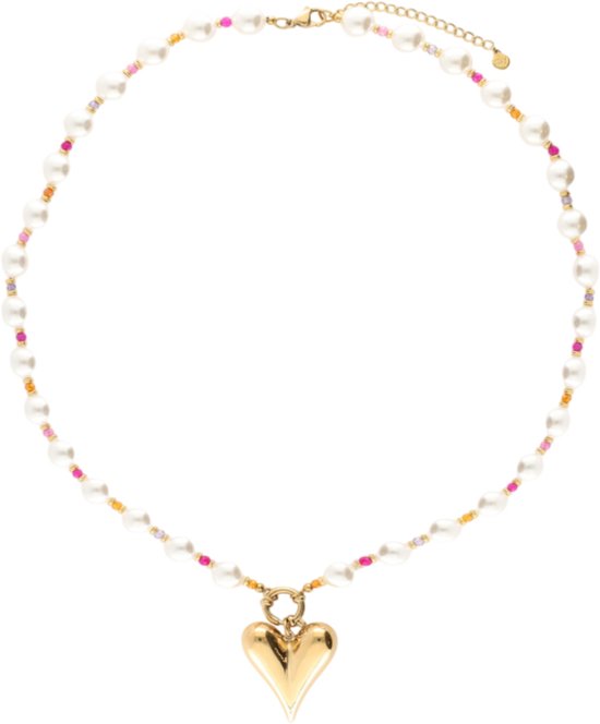 Statement Ketting met Imitatieparels en Hartje - My Jewellery - Ketting