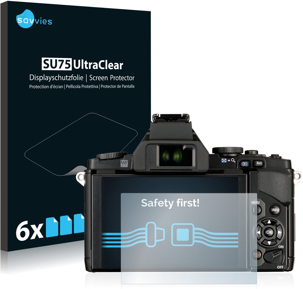 Savvies - Screenprotector voor Olympus OM-D E-M5 - Folie Beschermfolie transparant 6 Stuks