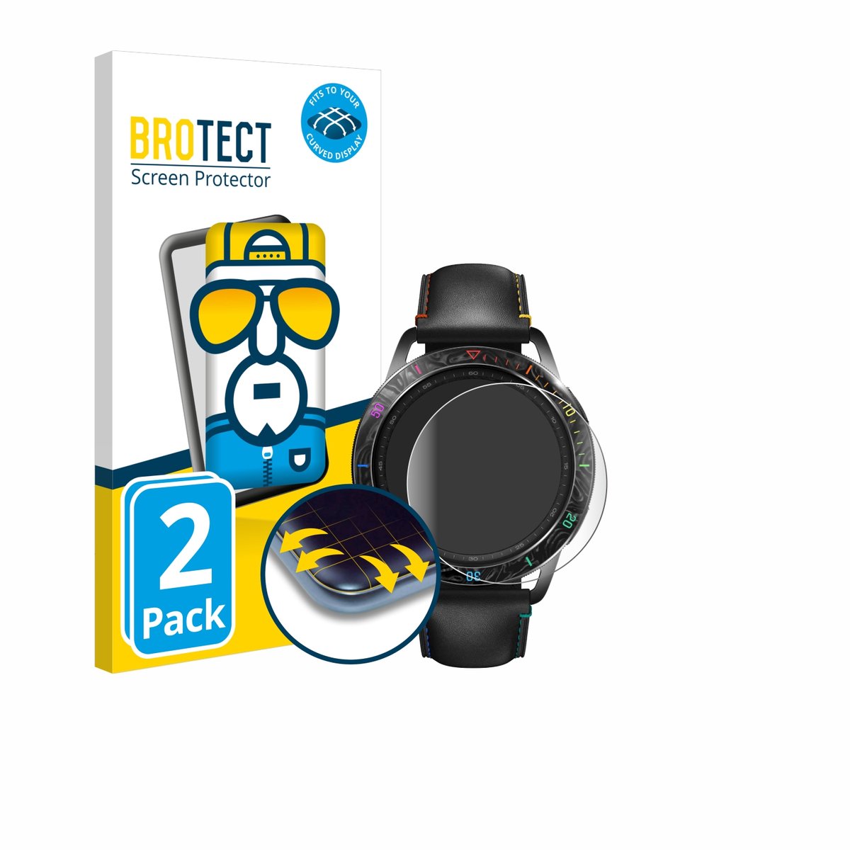 BROTECT - Screenprotector voor Xiaomi Watch S3 - Folie Beschermfolie transparant volledig dekking - 2 Stuks
