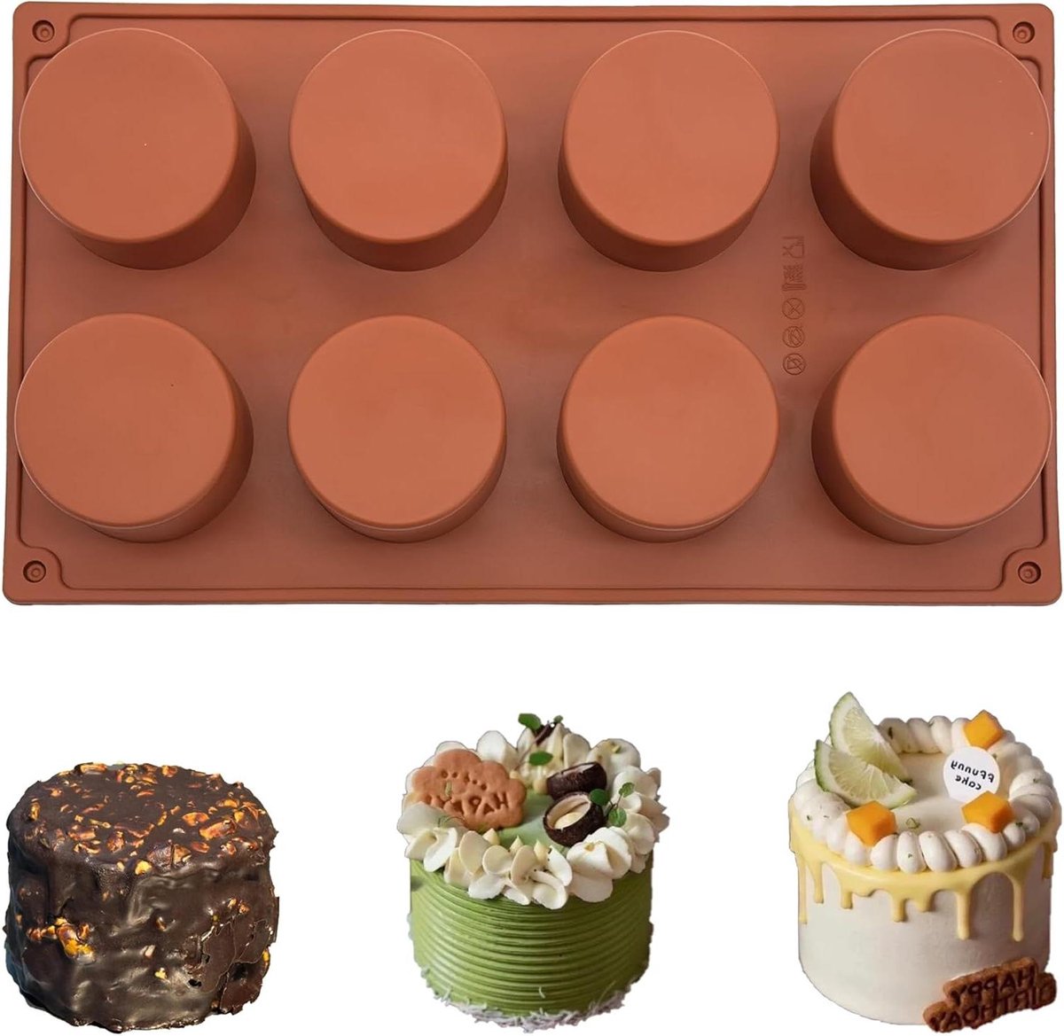 Siliconen cilindrische bakvorm voor muffins, mousse en cheesecakes 5,5 cm - Bruin