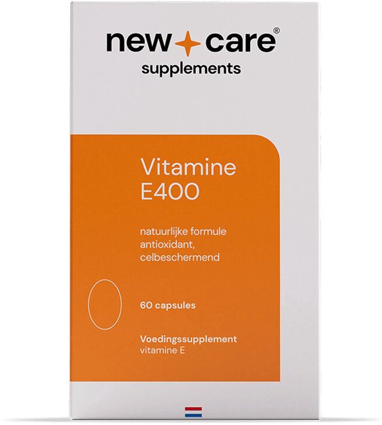 New Care Vitamine E400, natuurlijke formule, antioxidant, celbeschermend, 60 capsules.