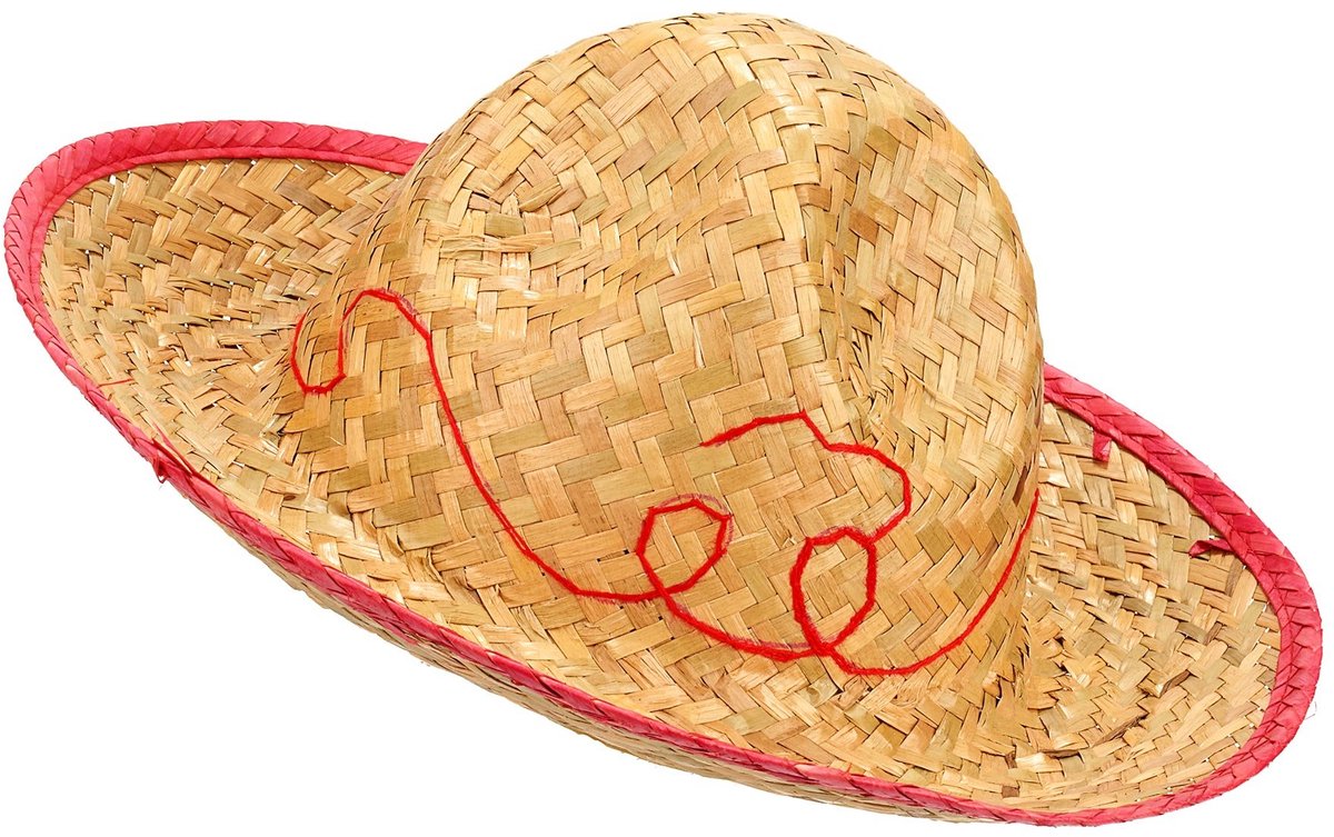 UNIQUE - Kinder sombrero van stro met rode rand