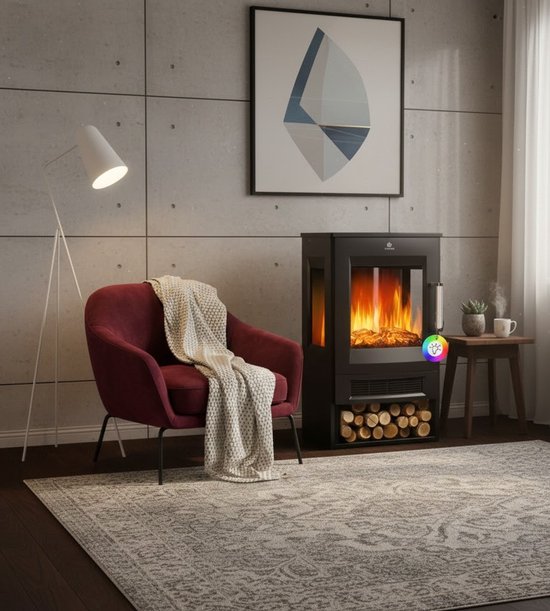 Luxury Elektrische Open Haard 3D Vlammen Effect met Verwarming, Timer ...