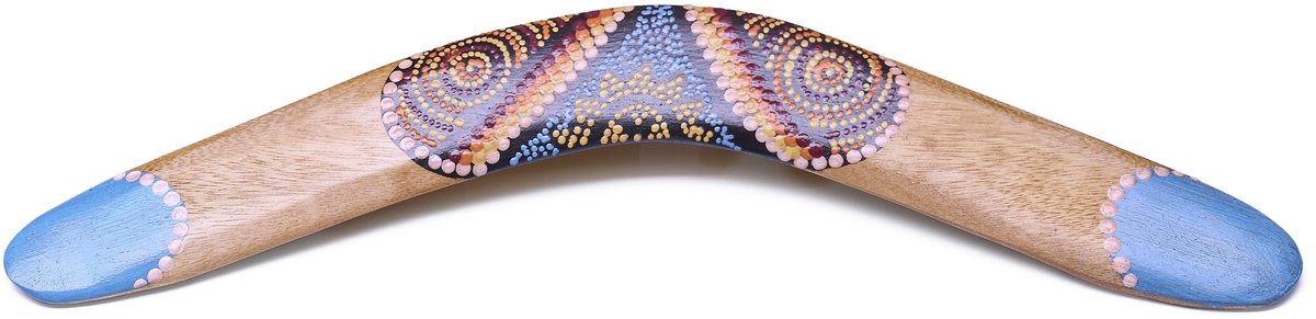 Boemerang Aussie – 40 cm Houten Boemerang met Dotpainting Design