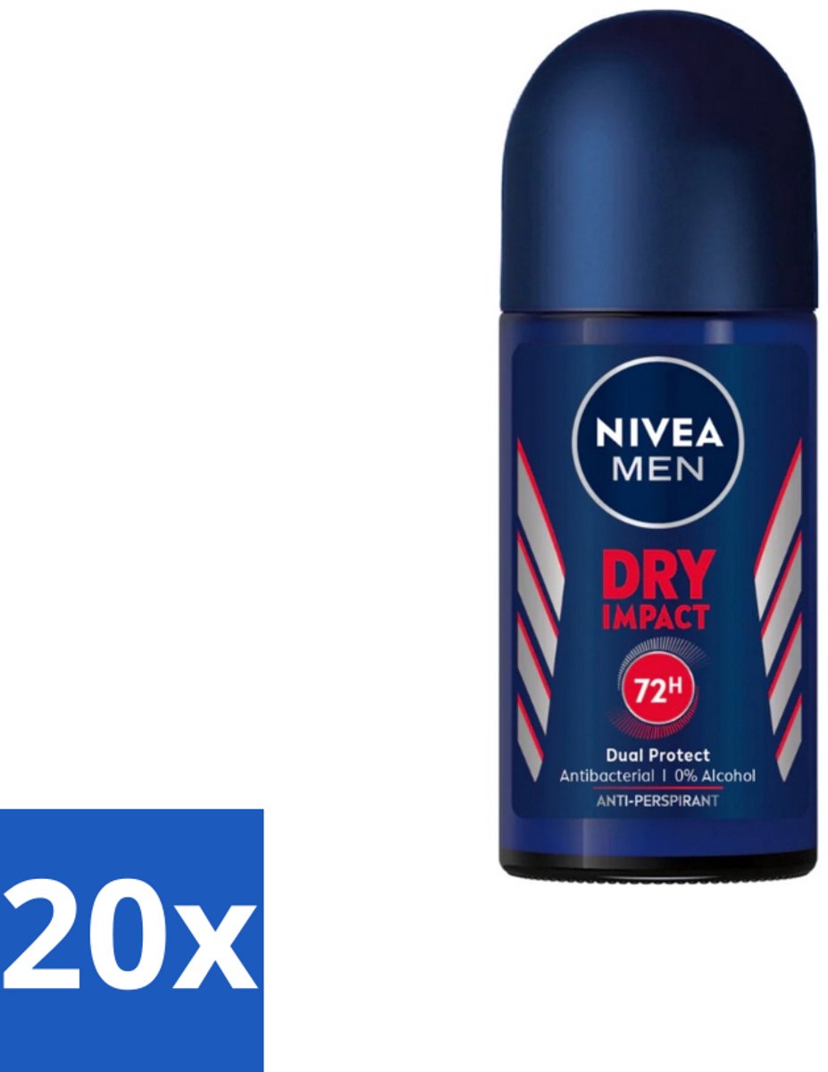 Nivea Men – Deodorant Roller – Dry Impact – 50 ml - Bulkverpakking - 20 stuks