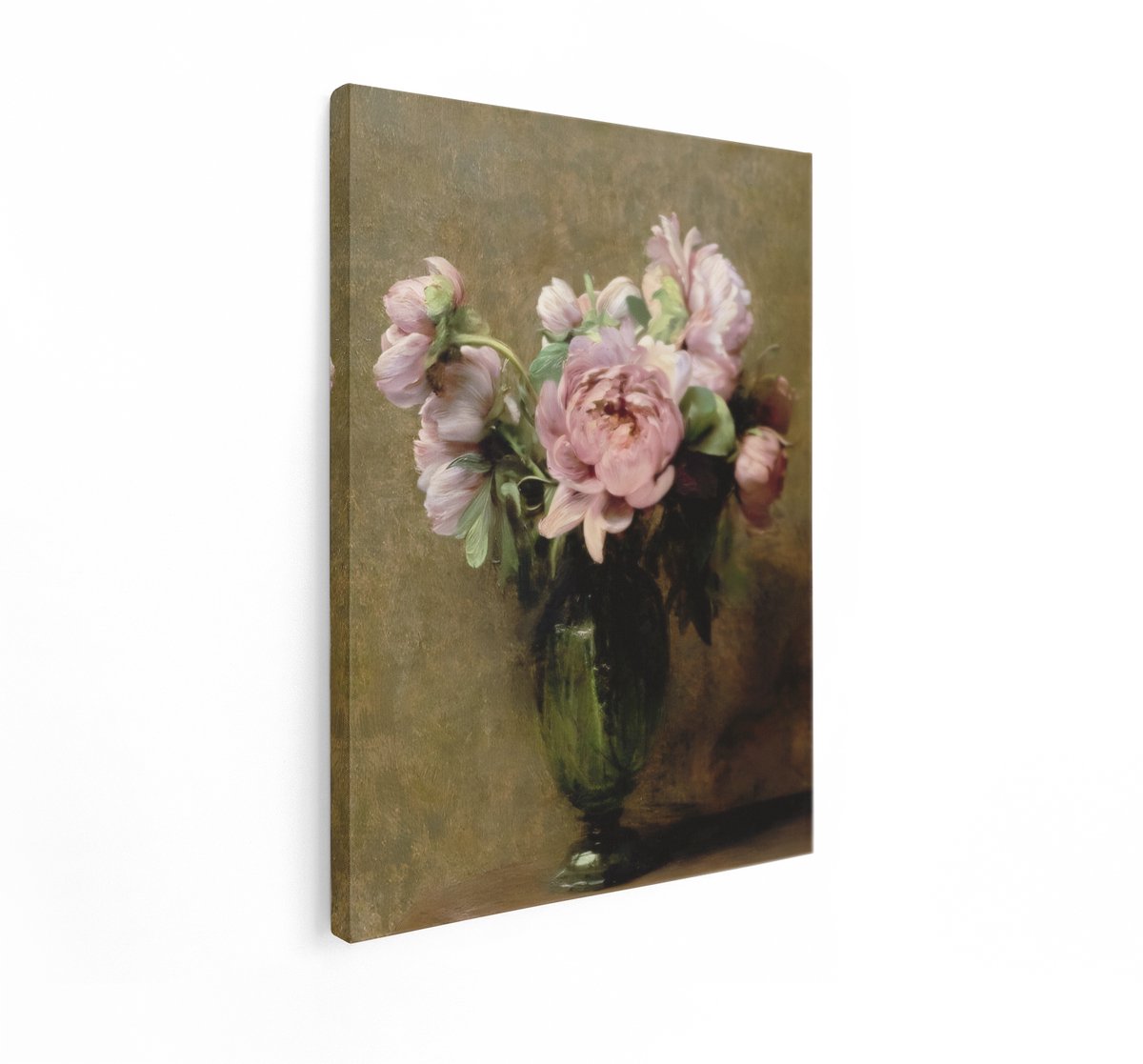 Artaza Canvas Schilderij Pioenrozen - 60x80 cm - Wanddecoratie Bloemen - Muurdecoratie Sti