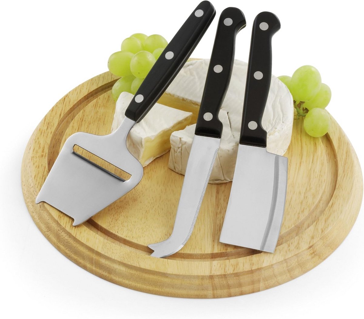 Luxe 3-delige Kaasset met Kaasmessen en Houten Serveerplank