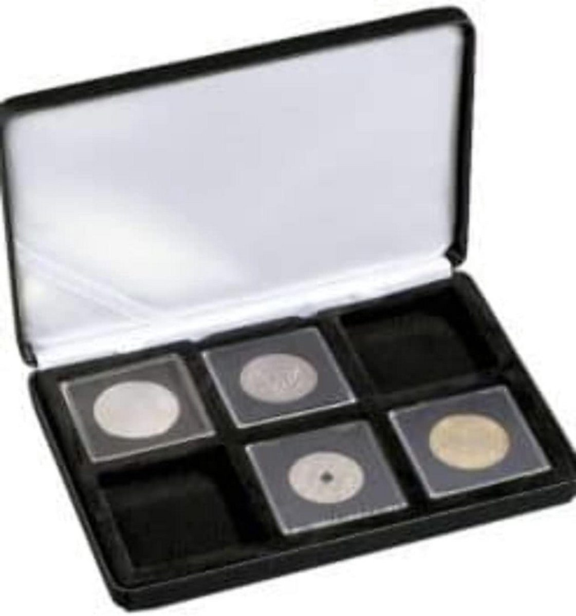 Muntcassette voor 6 munten van 50x50 mm, zwart