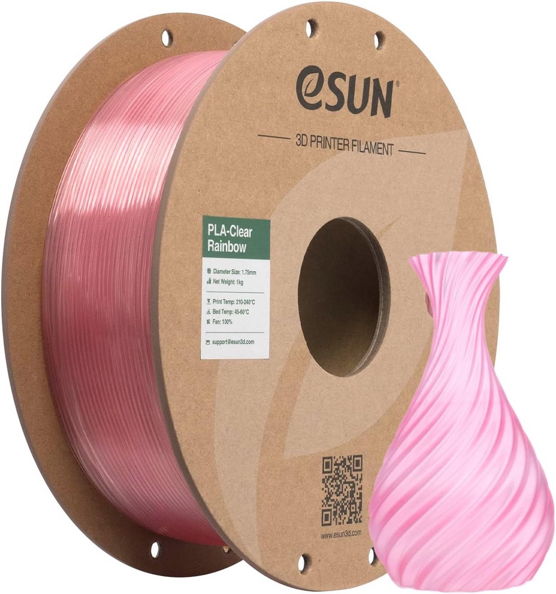 Translucent Regenboog PLA Filament 1.75mm 1KG voor 3D Printers