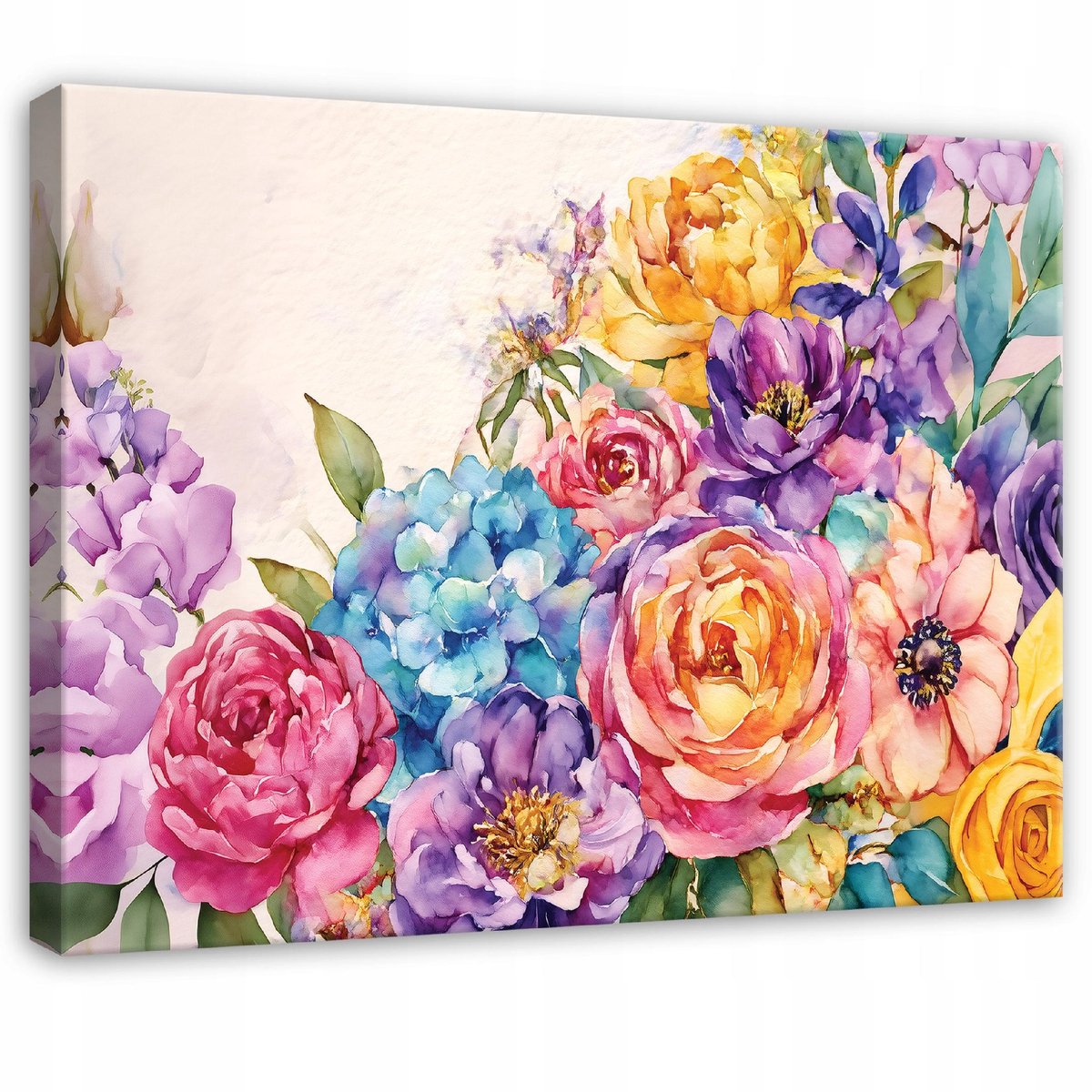 WALLARENA Schilderij op canvas - 60x40 cm - bloemen abstract modern - Geschikt voor slaapkamer en woonkamer Veelkleurig