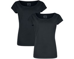 R.E.D. Rock-Engineered Design Zwarte T-shirts in duopack - Dames - S