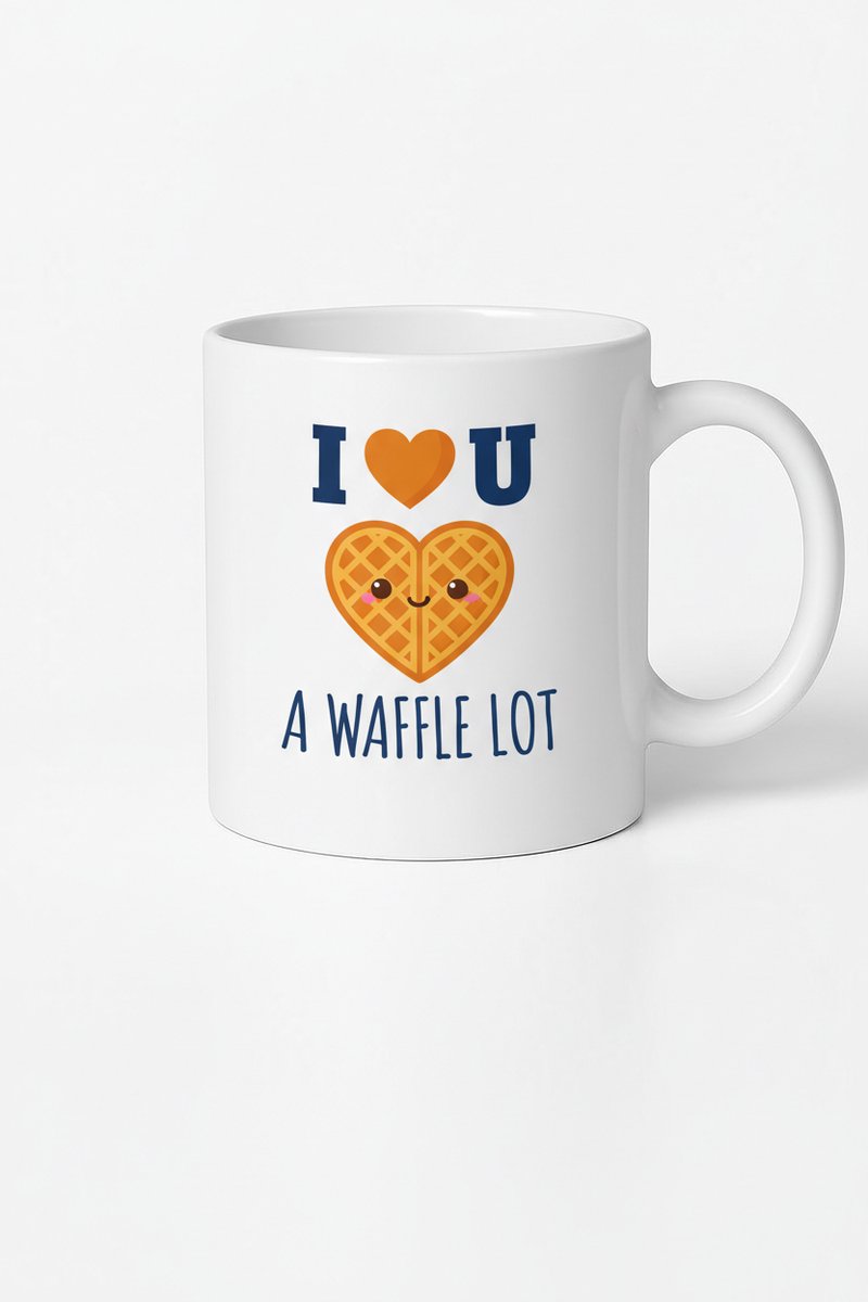 Grappige Mok 'I U A WAFFLE LOT' met Schattig Wafelhart - Liefdes Cadeau