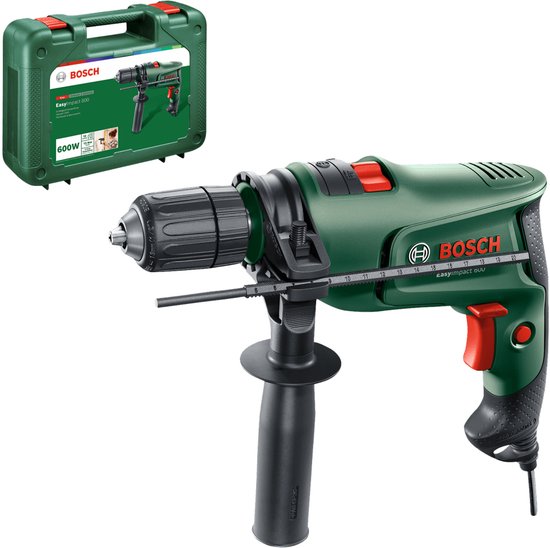 Perceuse à percussion Bosch EasyImpact 600 - 600 Watt - Incl. butée de profondeur et poignée supplémentaire