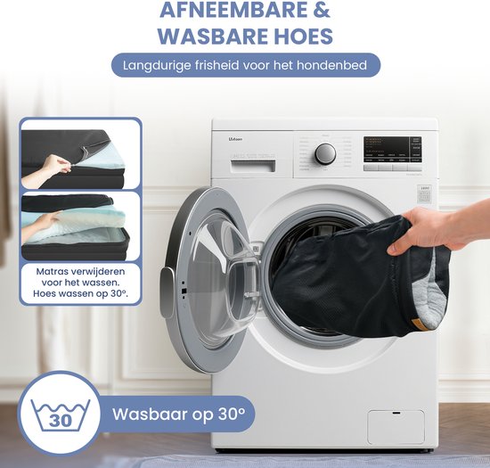 Afneembare en wasbare hoes voor het hondenbed, wasbaar op 30 graden.