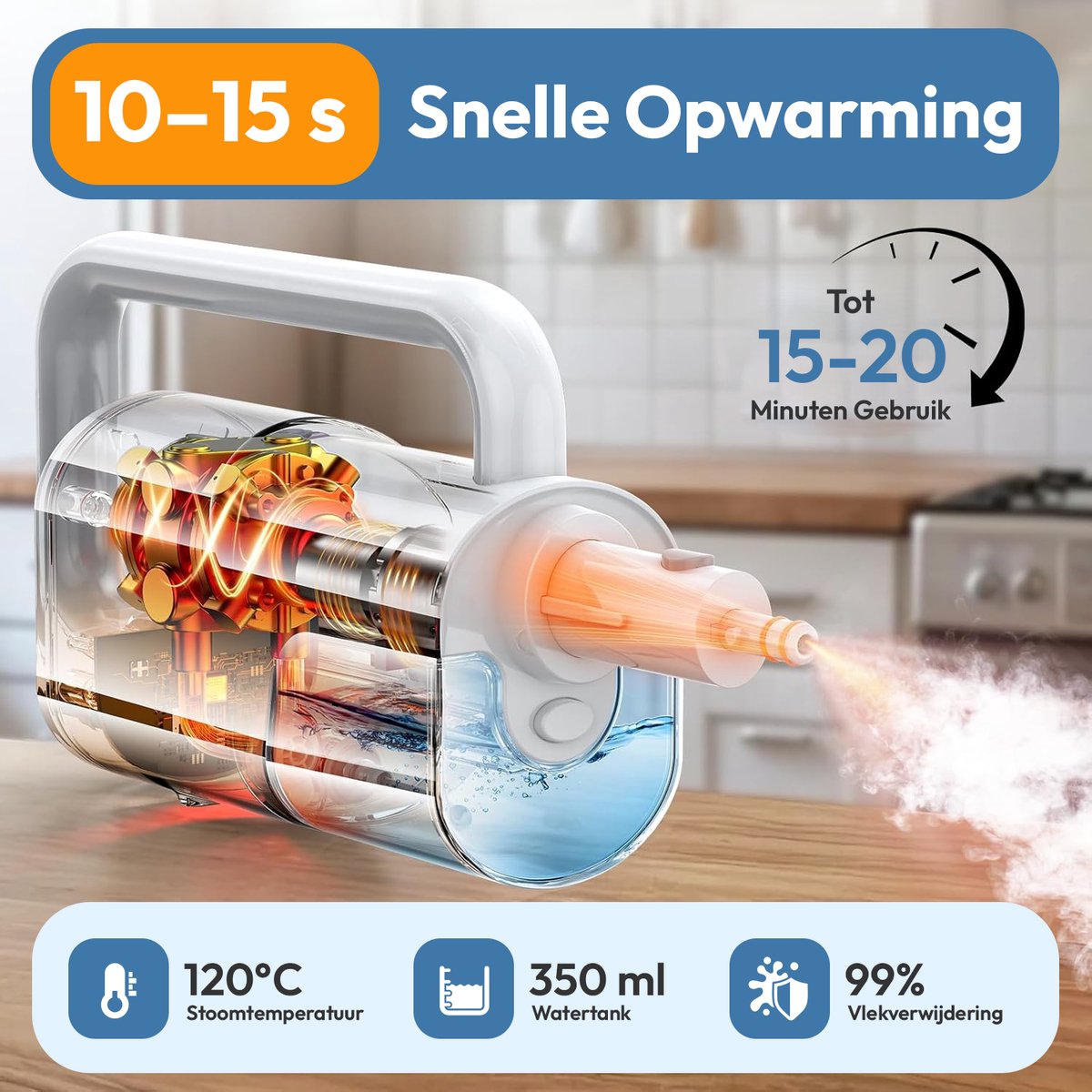 BOLLIT 20-in-1 Stoomreiniger 1550W Lichtgewicht thumbnail 2