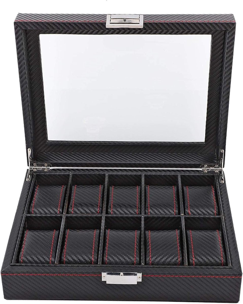 Horloge Etui - Reis Opberger - Horloges Presenteren - 10 Vakken Met Kussen - 28 x 22 x 8.5 cm