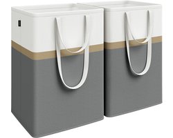 SONGMICS - Wasmand - Wasmanden Set van 2 - Opvouwbaar - Met Korte en Lange Handgrepen - Gemakkelijk te Dragen en Reinigen