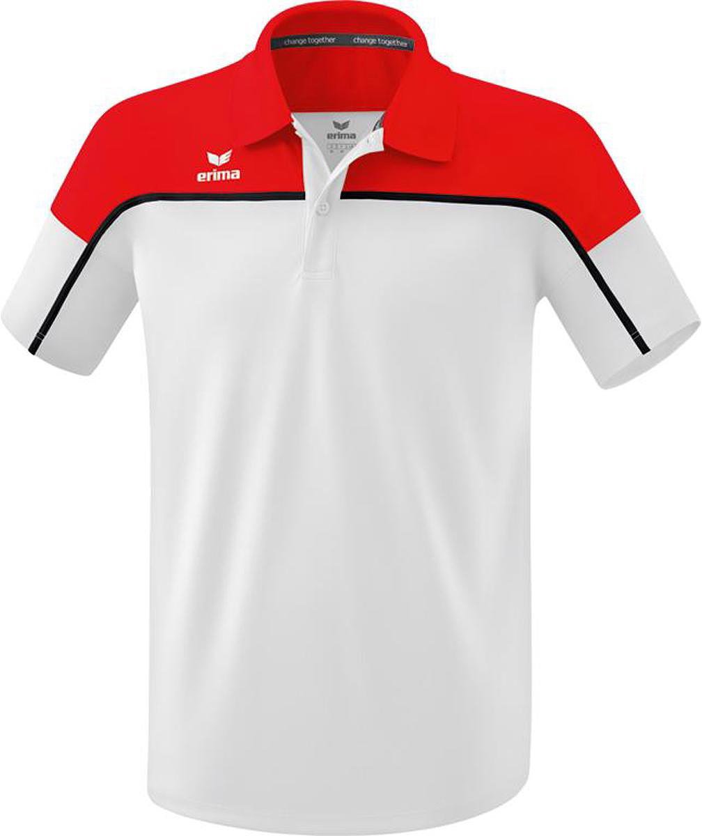 Erima Change Polo Heren - Wit / Rood / Zwart | Maat: 3XL