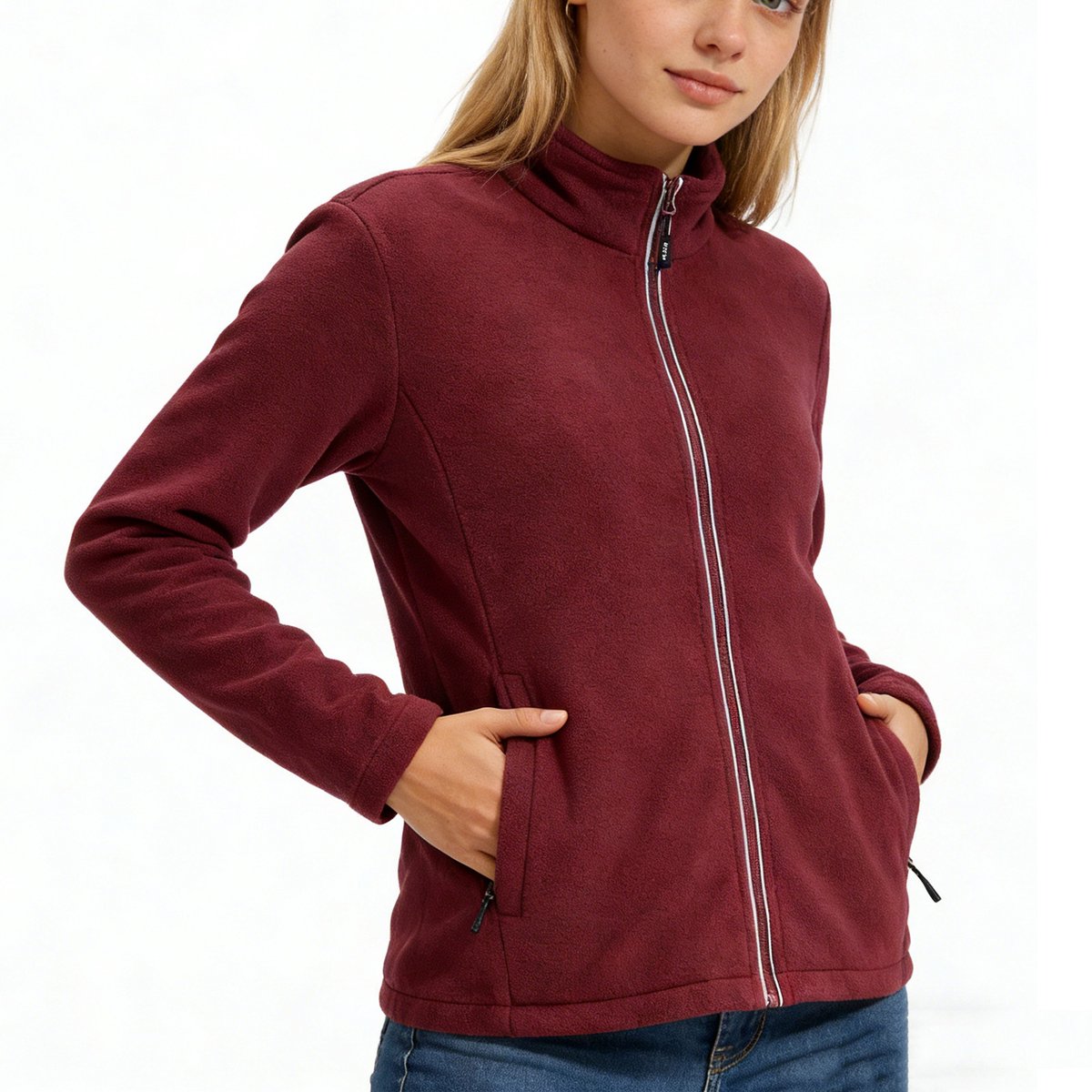 BUBW® Softshell Jas Dames Outdoorjas Warme Fleece Jas Warm & Winddicht Lichtgewicht 4-way stretch Anti-pilling Rood
