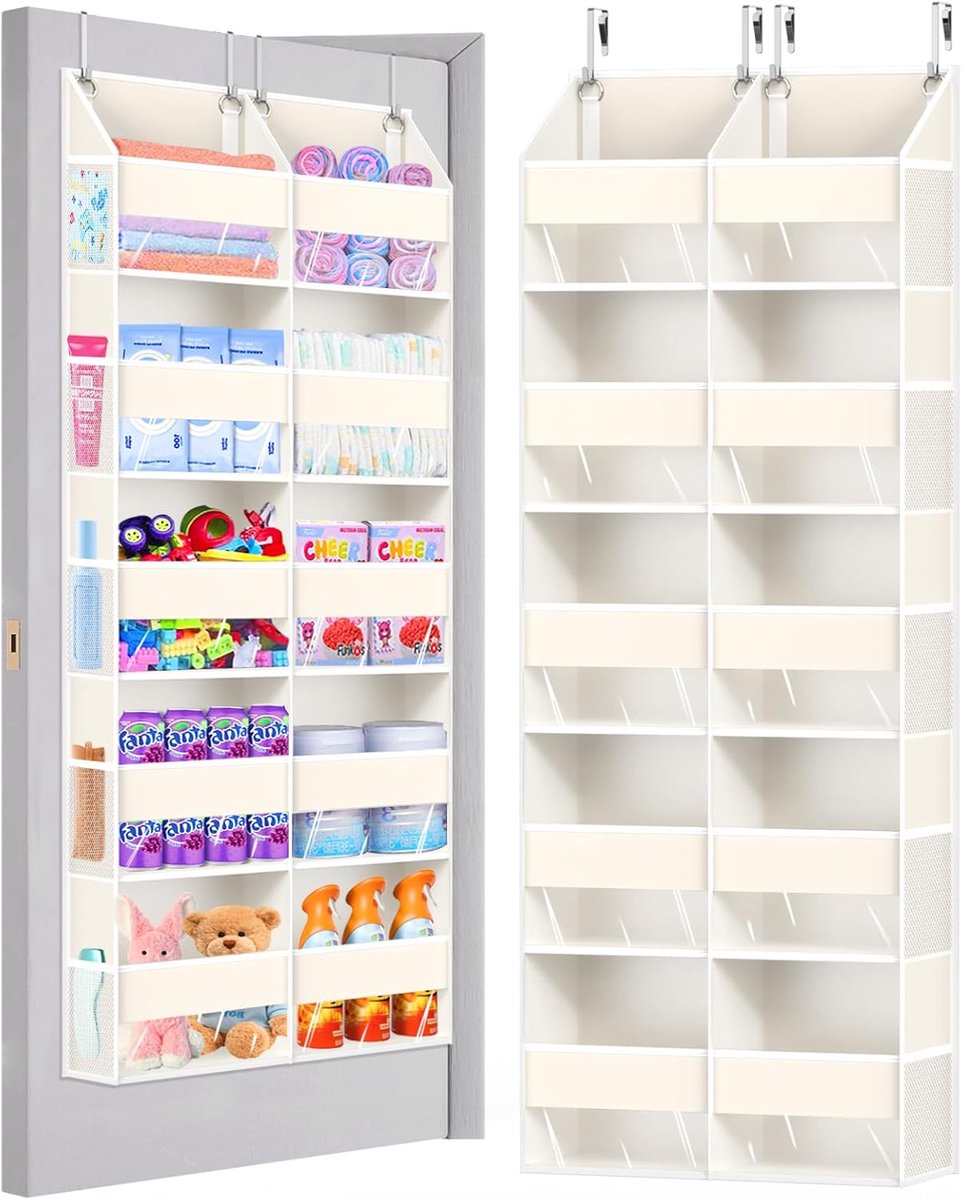 Deur Organizer - Hangende Opberger - Ruimte Besparen - 5 Grote Vakken - 135x17x50 cm - Beige