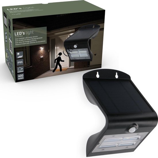 LED's light by Shada LED's Light LED Buitenlamp op zonne-energie met bewegingssensor - IP65 - Zwart