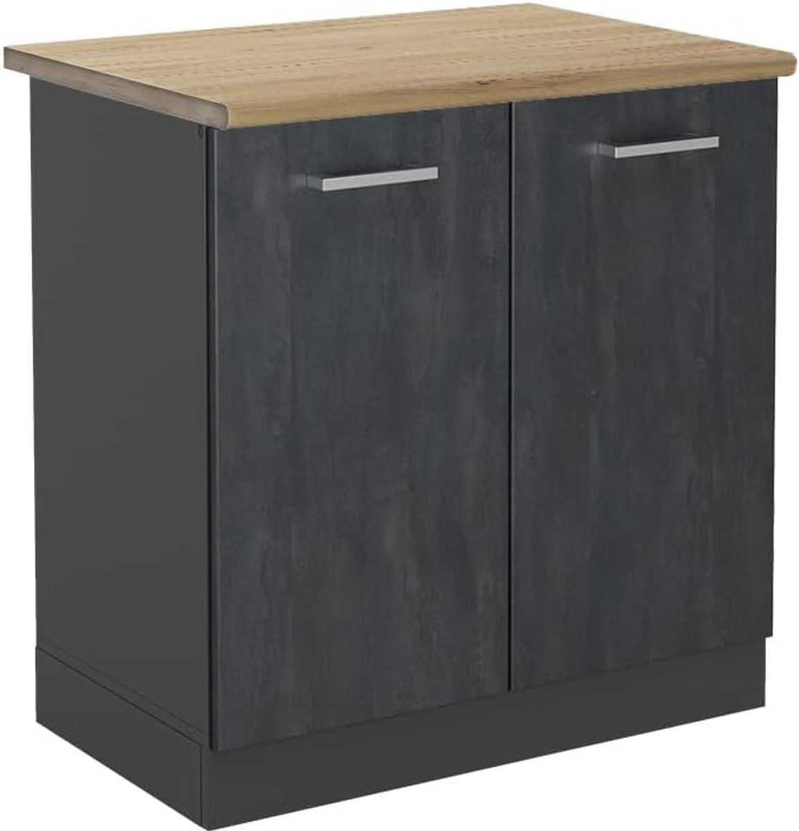 Wastafelkast - Onderkast spoelbak - Keuken opbergen - Modulair systeem - 80 cm breed - Zwart beton