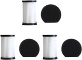Verpakking van 6 stuks - 3 sets - Elke set bevat 1 filterpatroon en 1 filterwatten - Voor MOOSOO D600/D601 - Voor Akitas AK585K V8 stofzuiger -filter die wasbaar en herbruikbaar