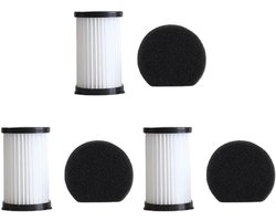 Verpakking van 6 stuks - 3 sets - Elke set bevat 1 filterpatroon en 1 filterwatten - Voor MOOSOO D600/D601 - Voor Akitas AK585K V8 stofzuiger -filter die wasbaar en herbruikbaar