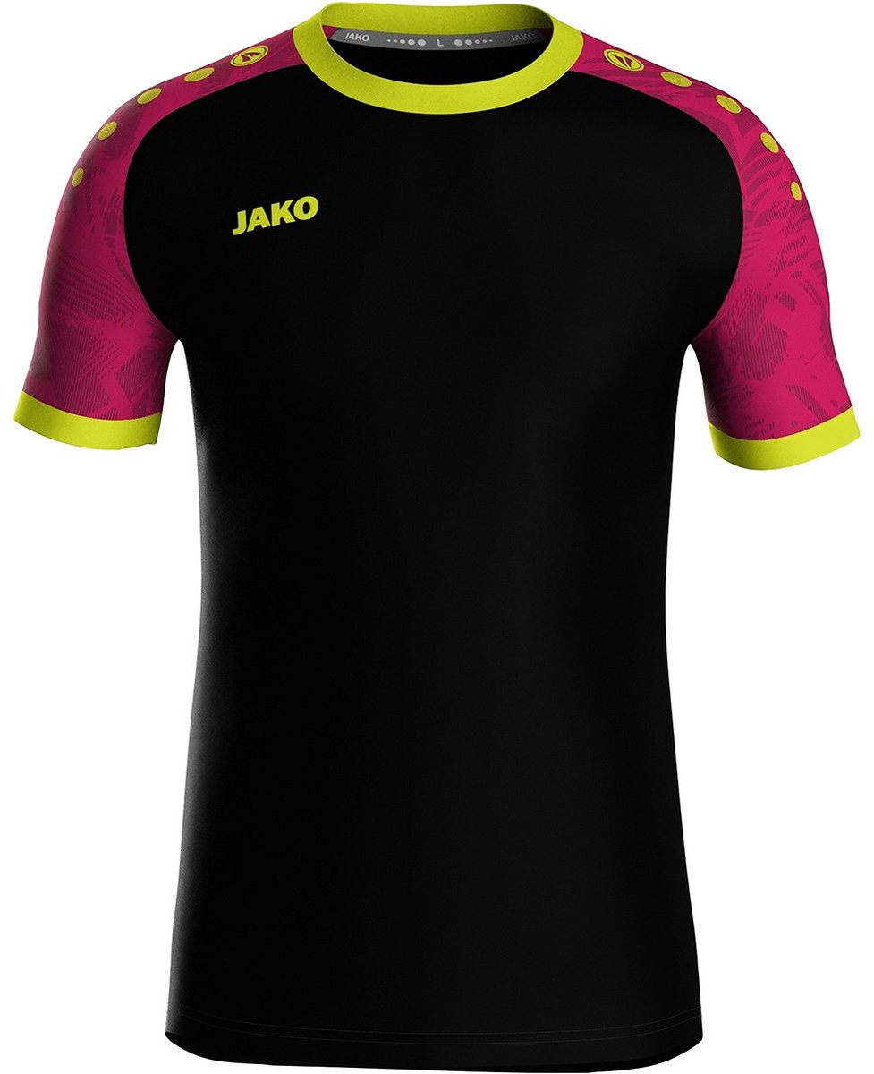 Jako Iconic Shirt Korte Mouw Heren - Zwart / Pink / Fluogeel | Maat: 3XL