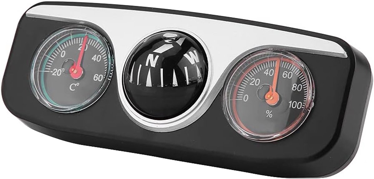 Auto Kompas - Navigatie Gids - Veilig Rijden - 3-in-1 Functie - 11.4 x 4.5 cm - Zwart