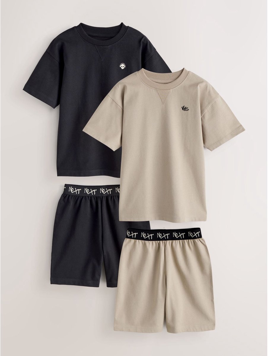 Next - Jongens - Set van 2 korte pyjama's - Zwart