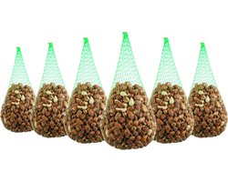 Famiflora pindanootjes in netje set van 6 x 250 g - Vogelvoer - Wintervoer vogels - Handig netje: eenvoudig op te hangen en voedertijd efficiënt gebruiken