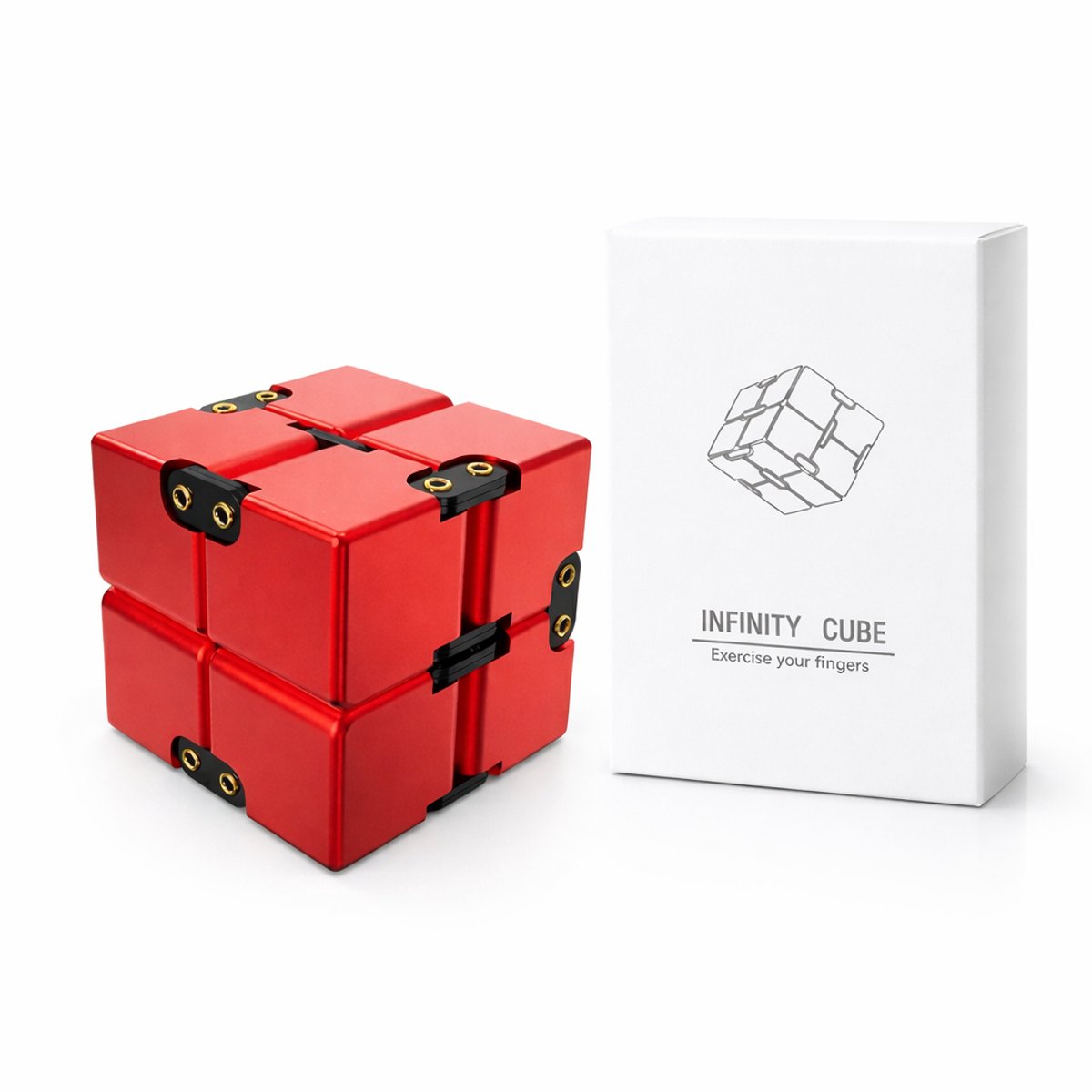Fidget cube - Infinity cube - Fidget Toys - Sensorisch Speelgoed voor volwassenen - Metaal - Rood