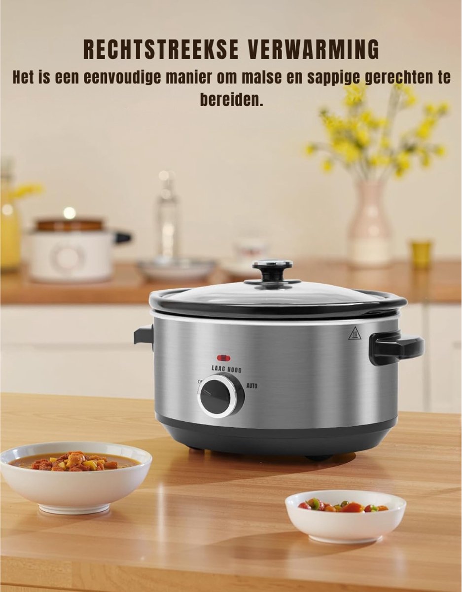 Groupe SEB RONN Slowcooker met Timer - Zilver 24cm x 31cm x 18cm - afbeelding 2