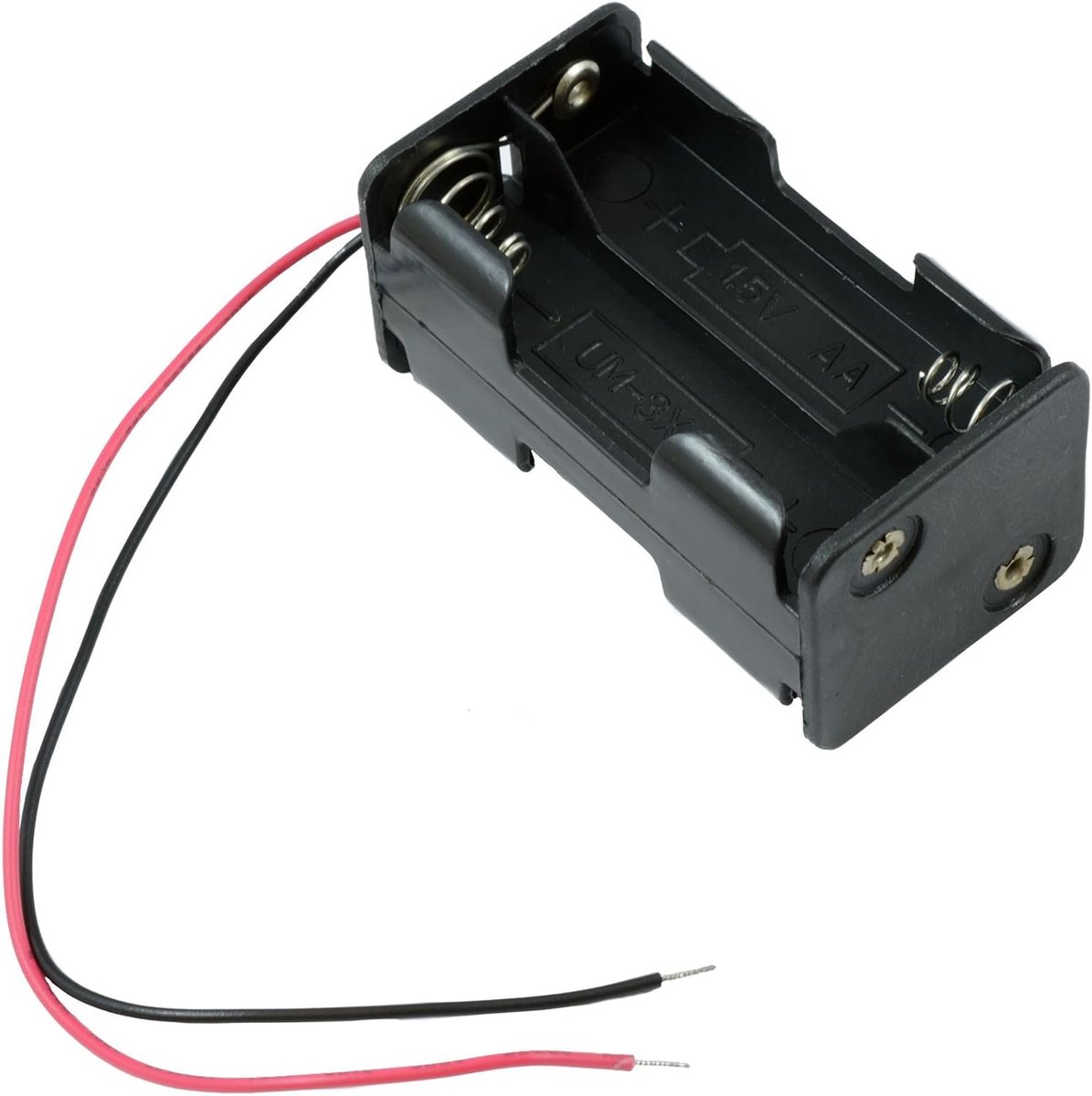 Batterijhouder AA - 4x Mignon Houder - Energie Toevoegen - Met 150mm Snoeren - 11x9x3 cm - Zwart