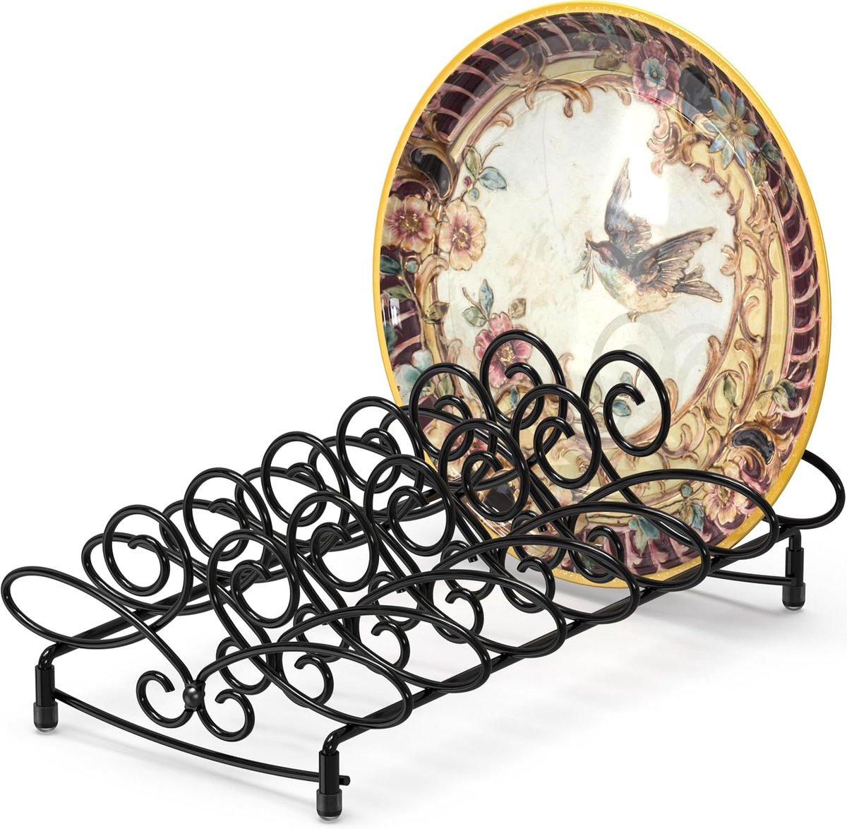 Servies Organizer - Keuken Opberger - Keuken Ordenen - 6 Compartimenten - 32x21x12cm - Zwart